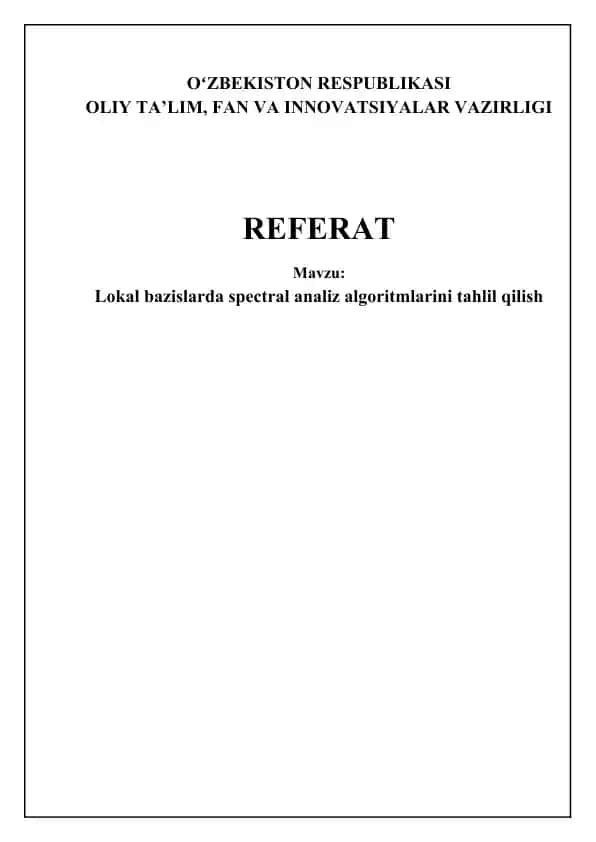 Mahalliy bazislarda spektral tahlil algoritmlari