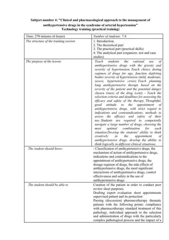 Clinical and pharmacological approach to the management of antihypertensive drugs in the syndrome of arterial hypertension