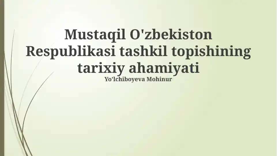 O'zbekiston Respublikasi Tashkil Topishi