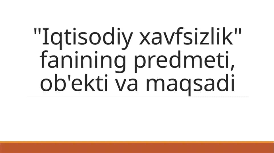 Iqtisodiy Xavfsizlik