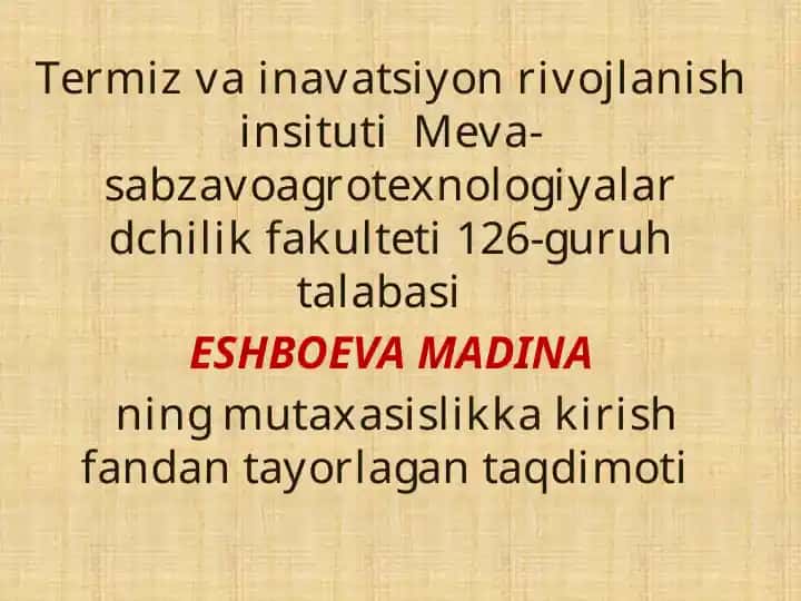 Sharob tayyorlash texnologiyasi