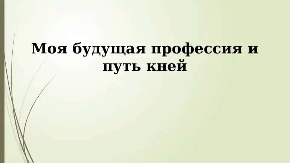 Моя будущая профессия и путь к ней