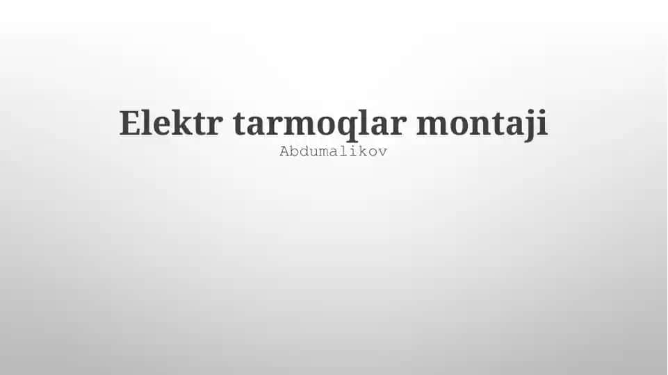 Elektr tarmoqlar montaji