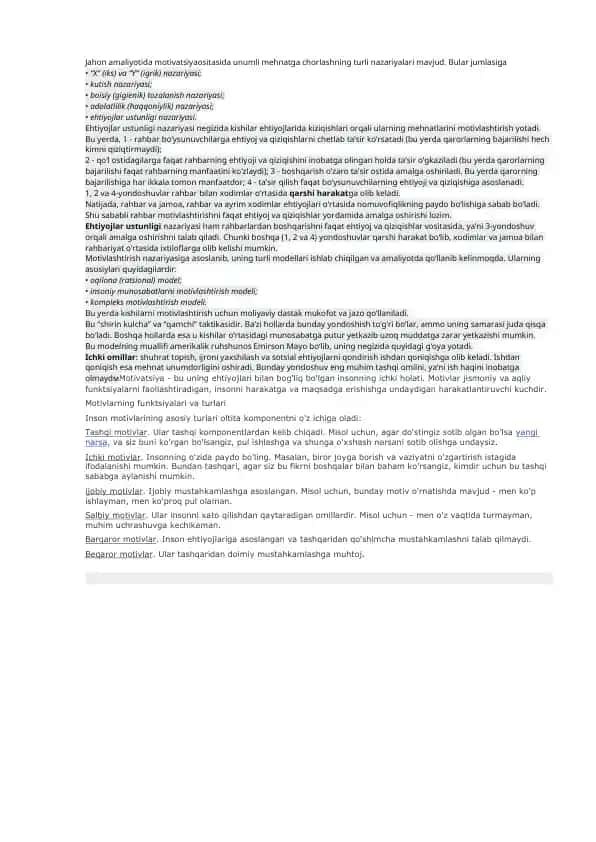 Motivatsiyani Oshirishning Nazariyalari