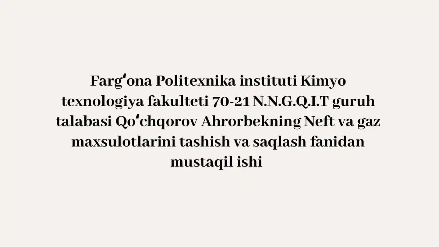 Neft va Gaz Quvurlarini Diagnostika Qilish