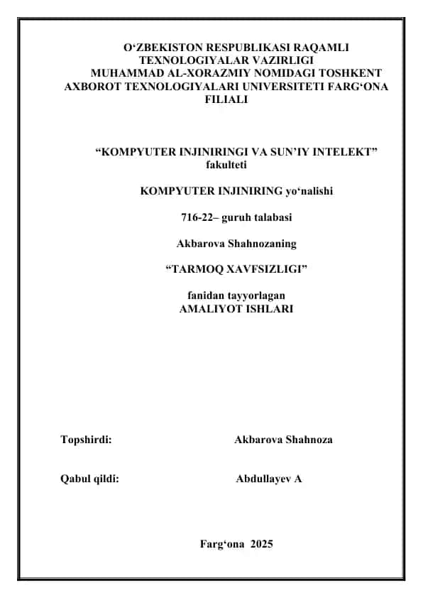 Simsiz tarmoq routerida xavfsizlikni sozlash