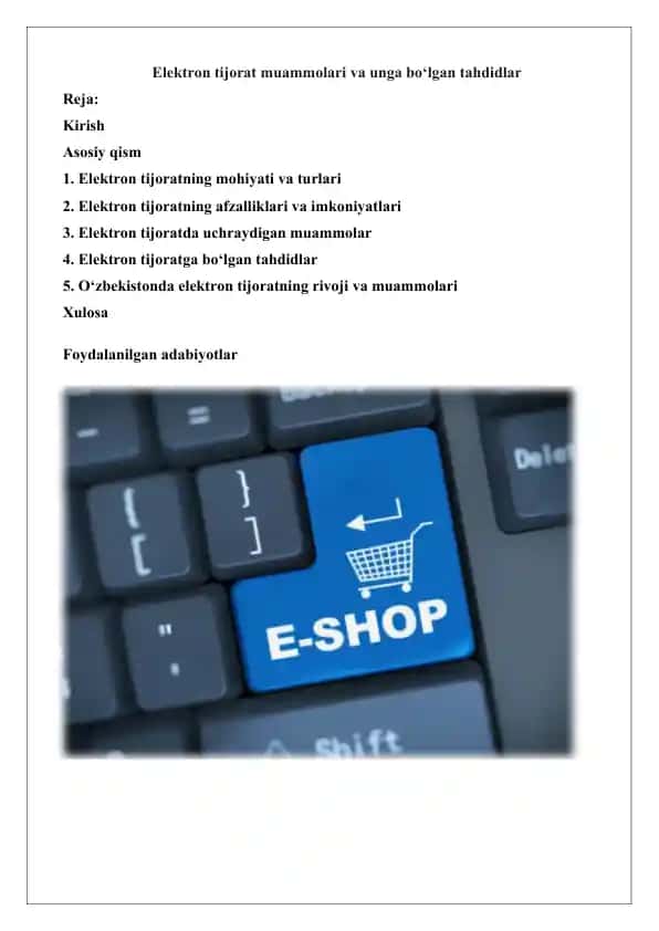 Elektron tijorat muammolari va unga bo‘lgan tahdidlar