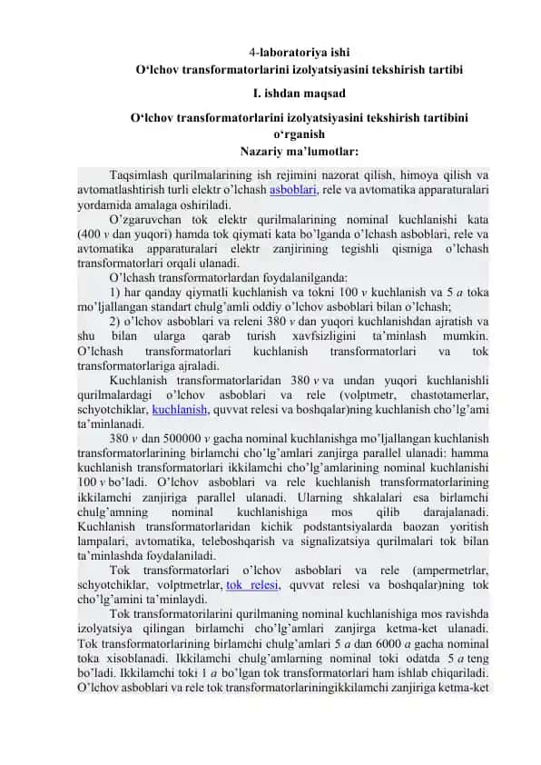 Elektr xavfsizligi asoslari