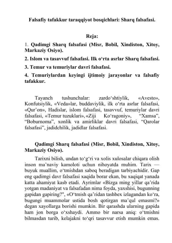 Qadimgi Sharq falsafasi
