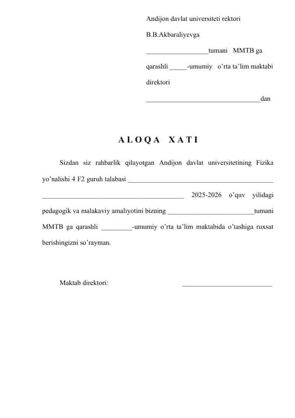 Pedagogik va malakaviy amaliyot