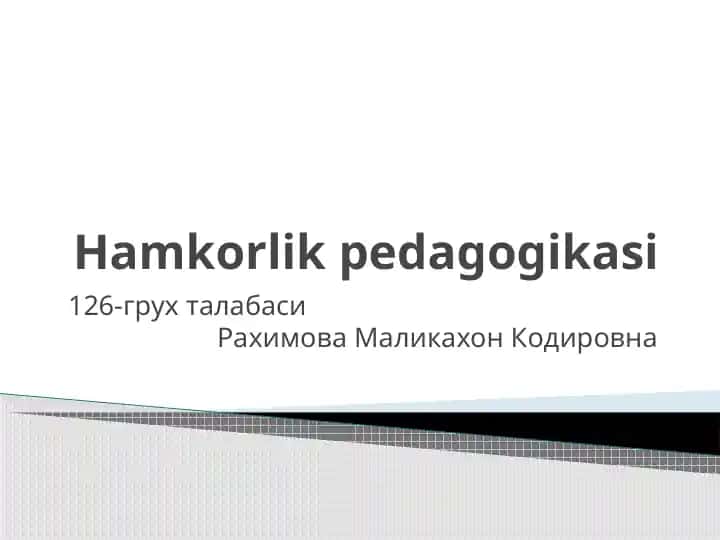 Hamkorlik pedagogikasi