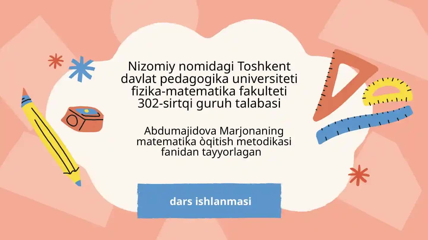 Matematika dars ishlanmasi