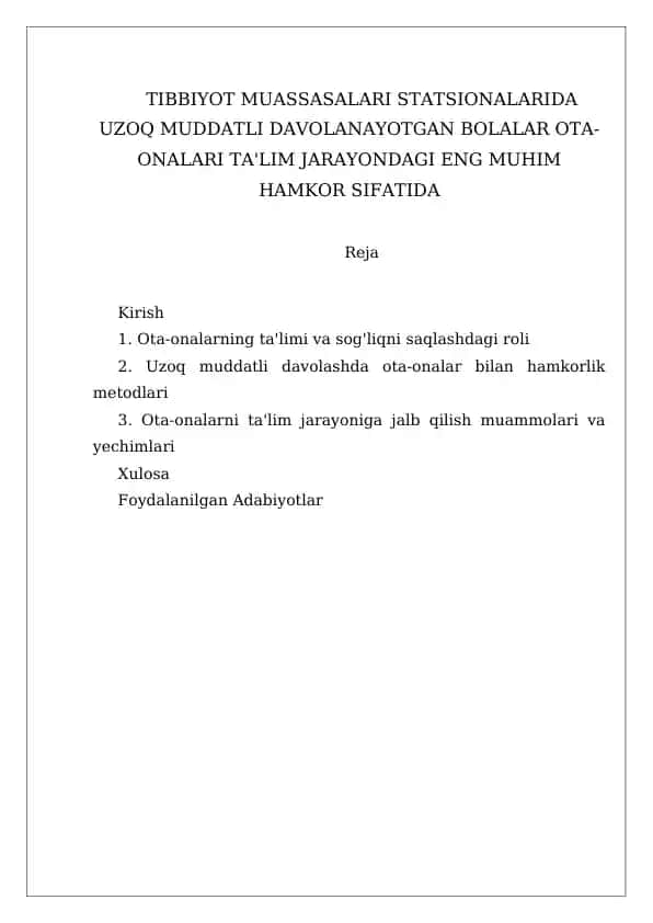 Ota-onalar va bolalar ta'limi