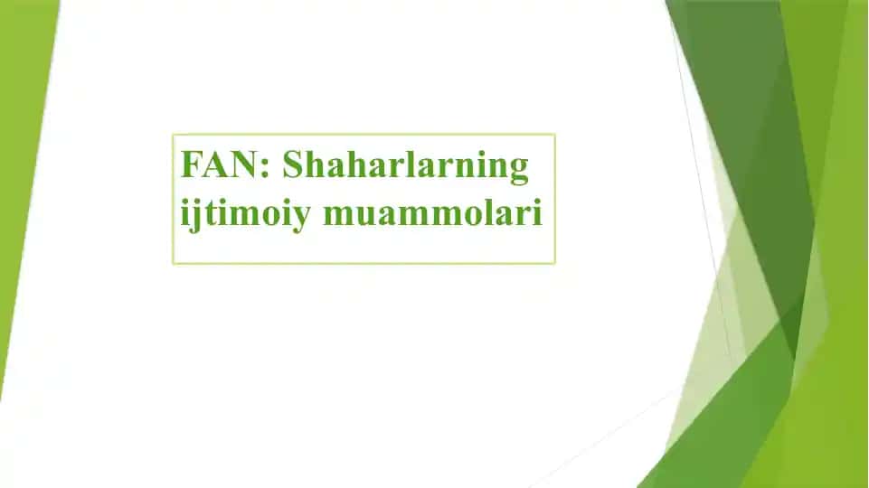 Shaharlarning ijtimoiy muammolari
