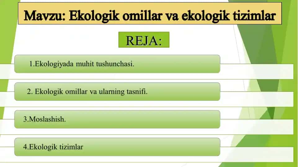 Ekologik omillar va ekologik tizimlar