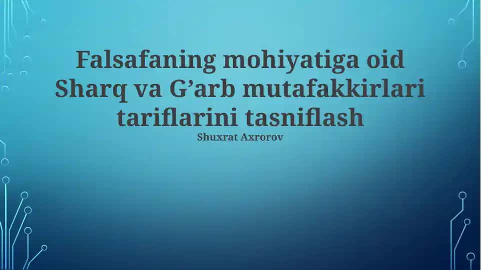 Sharq va G'arb falsafasi