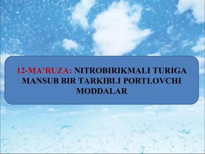Nitrobirikmali Turiga Mansub Bir Tarkibli Portlochi Moddalar