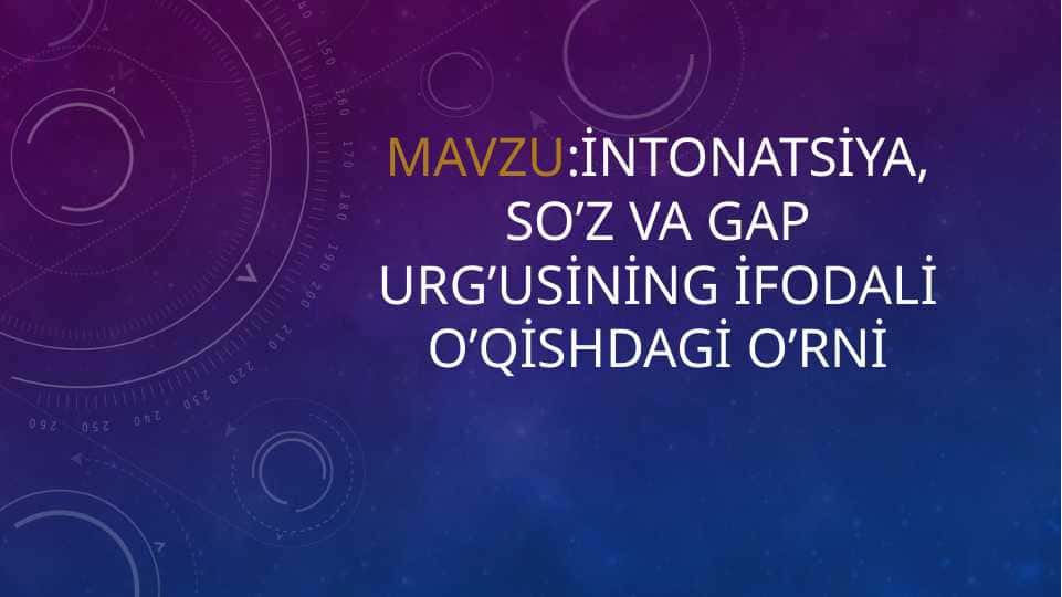 Intonatsiya, So‘z va Gap Urg‘usining Ifodali O‘qishdagi O‘rni