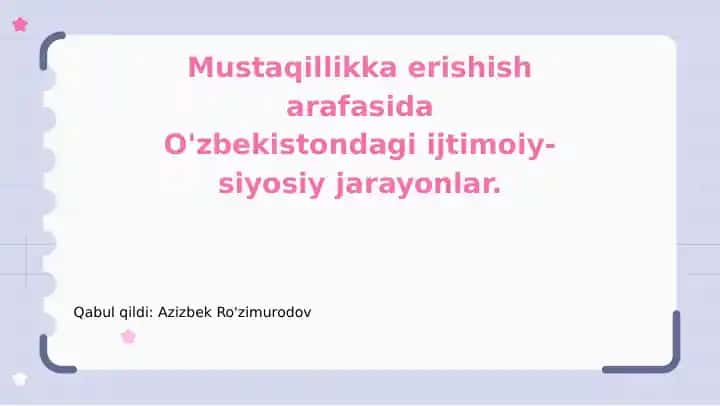 O'zbekistonning tarixiy ma'lumotlari