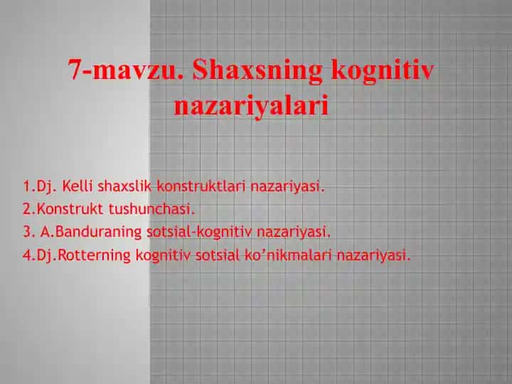 Dj. Kellishaxslik konstruktlari nazariyasi