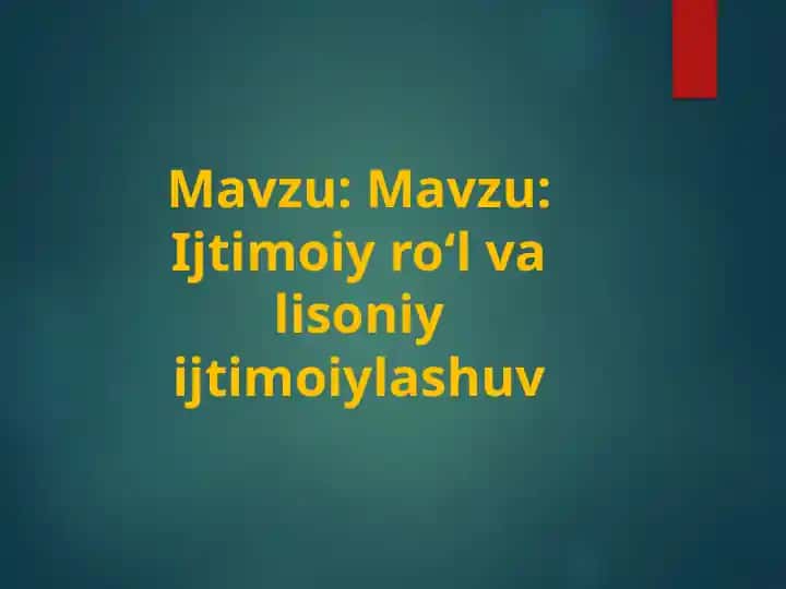 Ijtimoiy roʻl va lisoniy ijtimoiylashuv