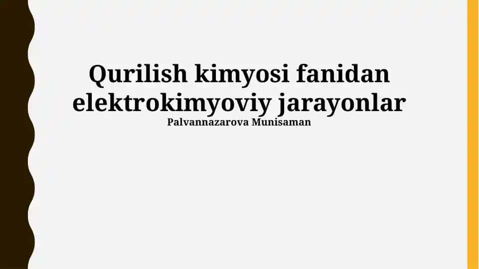 Elektrokimyoviy jarayonlar