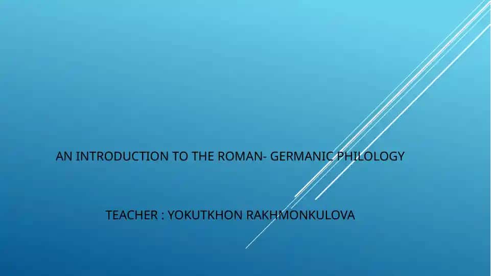 An Introduction to the Roman-Germanic Philology