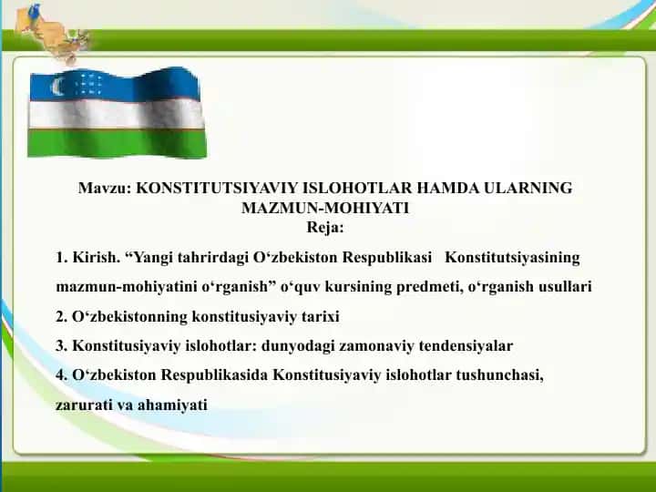 KONSTITUTSIYAVIY ISLOHOTLAR HAMDA ULARNING MAZMUN-MOHIYATI