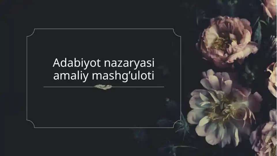 Adabiyot nazariyasi amaliy mashg'uloti