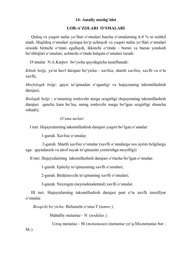 LOR-A’ZOLARI O‘SMALARI