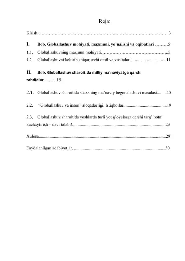 Globallashuvning Oqibatlari
