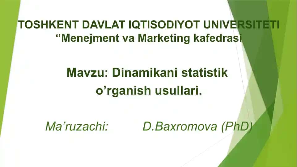 Dinamikani statistik o’rganish usullari
