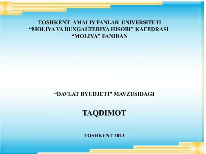 Davlat byudjeti mavzusidagi taqdimot