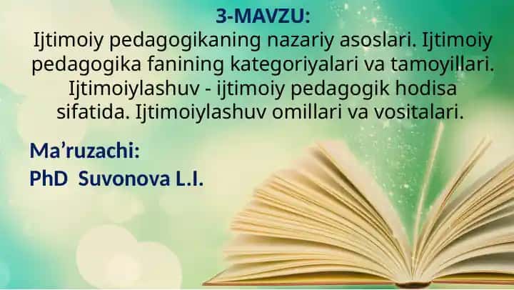 Ijtimoiy Pedagogikaning Nazariy Asoslari