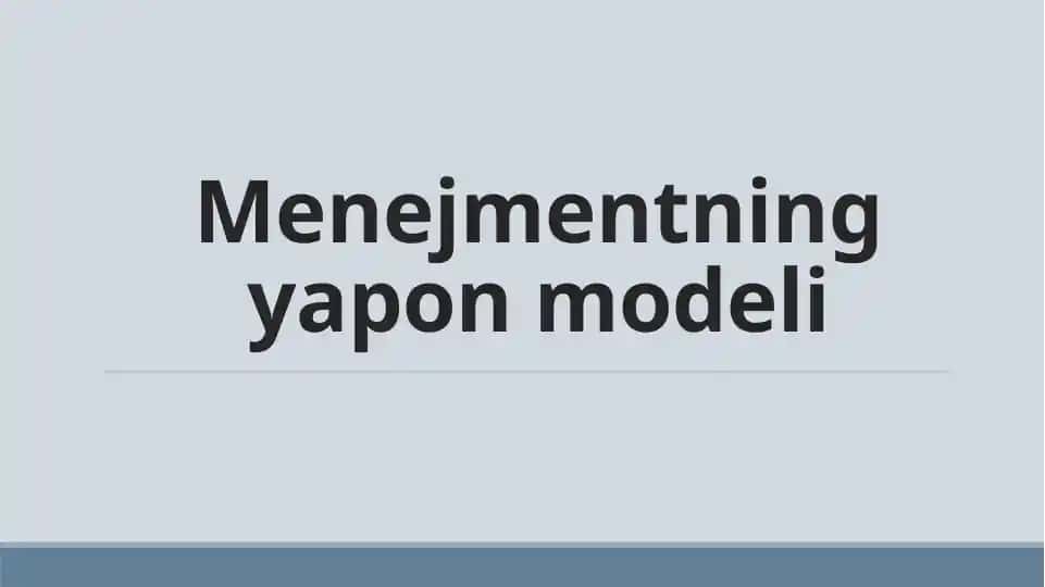 Menejmentning yapon modeli