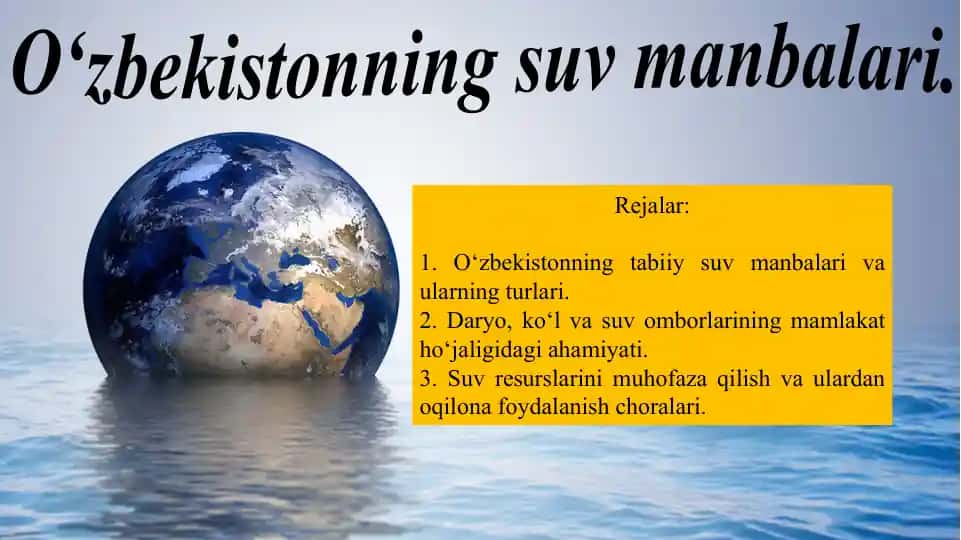 O‘zbekistonning suv manbalari