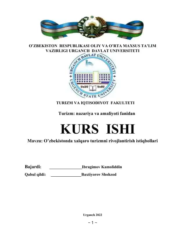 O’zbekistonda xalqaro turizmni rivojlantirish istiqbollari