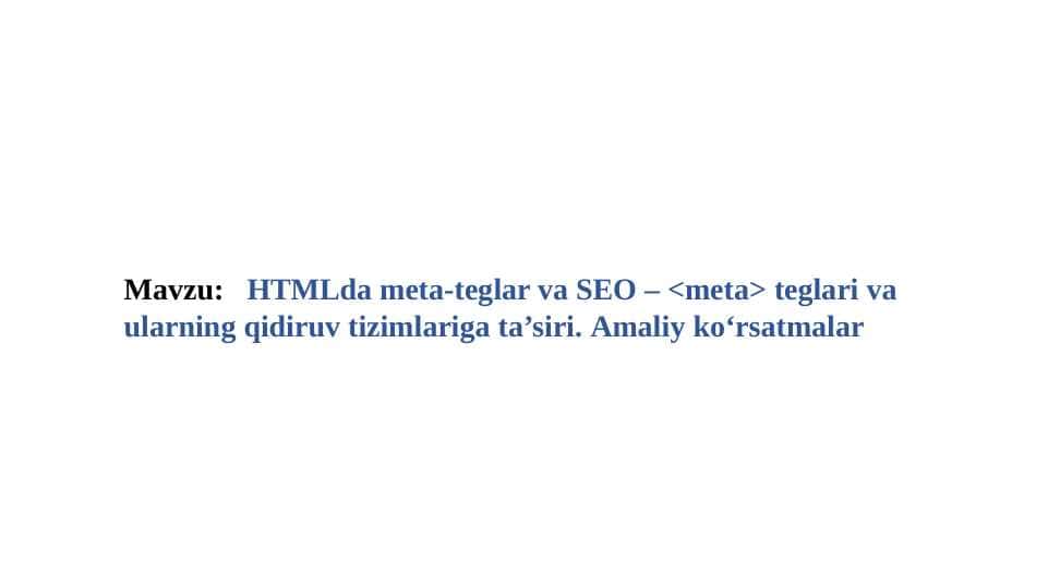 HTMLda meta-teglar va SEO