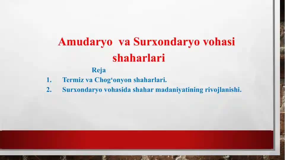 Surxondaryo Vohasida Shahar Madaniyatining Rivojlanishi