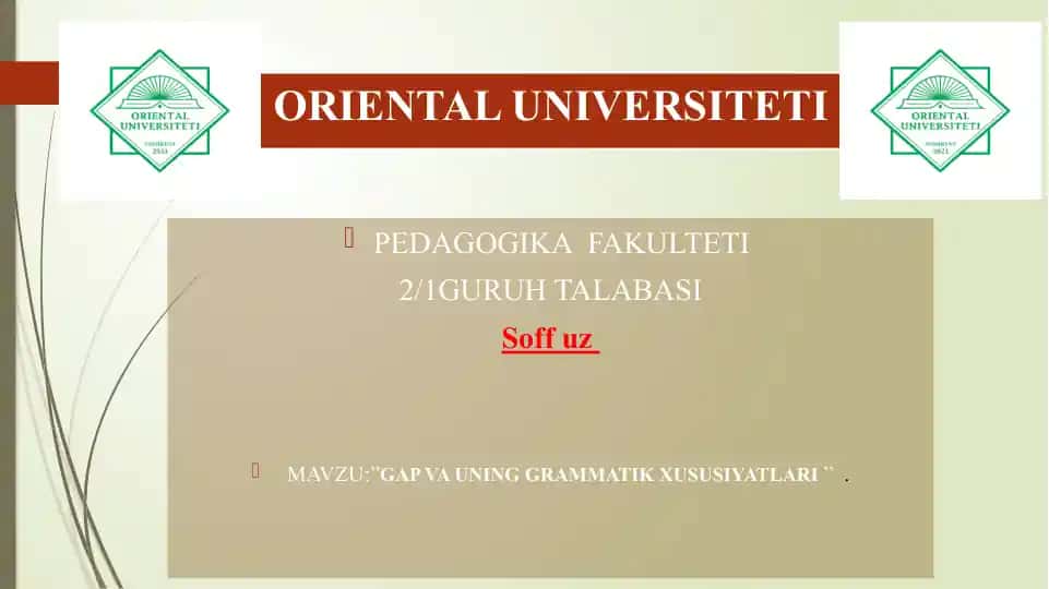 GAP VA UNING GRAMMATIK XUSUSIYATLARI