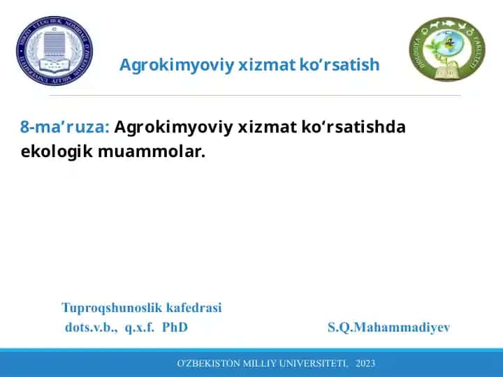 Agrokimyoviy xizmat ko'rsatish