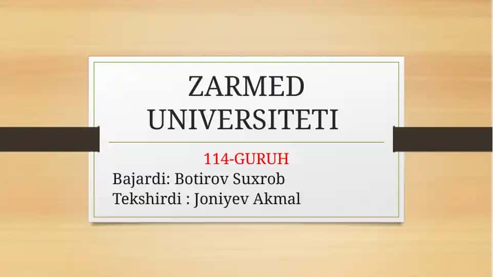 ZARMED UNIVERSITETI