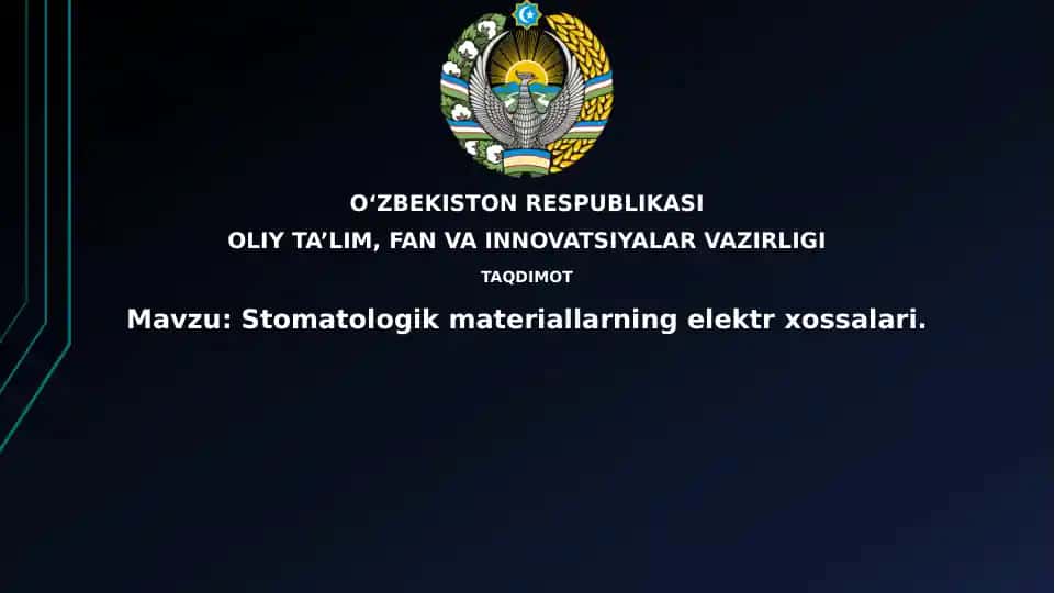 Stomatologik materiallarning elektrxossalari
