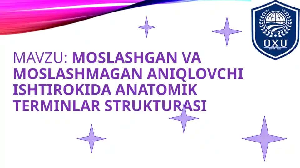 MOSLASHGAN VA MOSLASHMAGAN ANIQLOVCHI ISHTIROKIDA ANATOMIK TERMINLAR STRUKTURASI