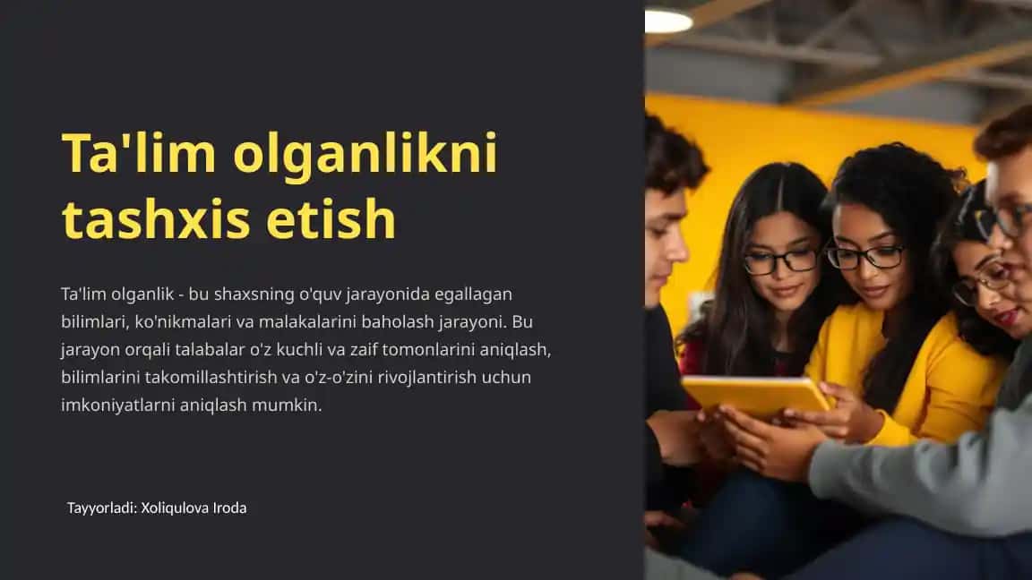 Ta'lim olganlikni tashxis etish