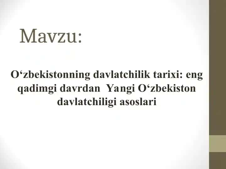 O‘zbekistonning davlatchilik tarixi