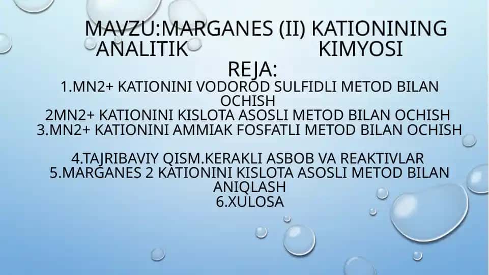 marganes (ii) kationining analitik kimyosi