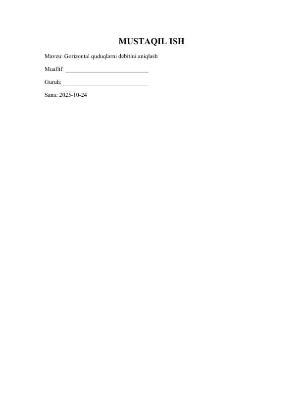 Gorizontal quduqlarni debitini aniqlash