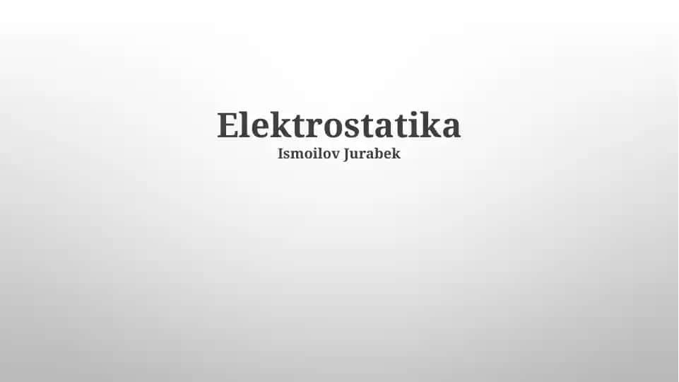 Elektrostatika