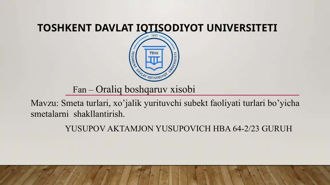 Oraliq boshqaruv xisobi